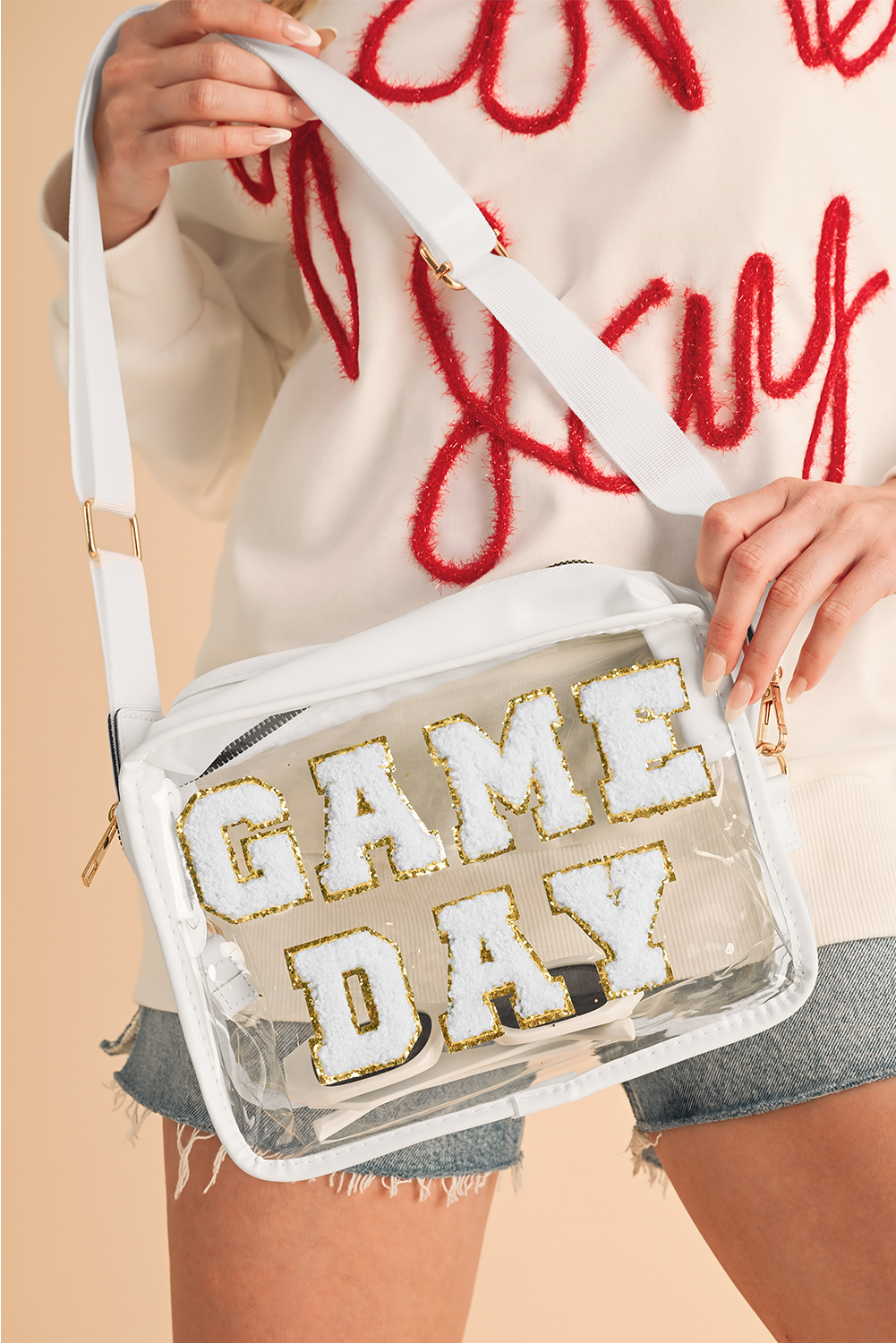 Black GAME DAY Rugby Football Clear Shoulder Bag - loveforevers