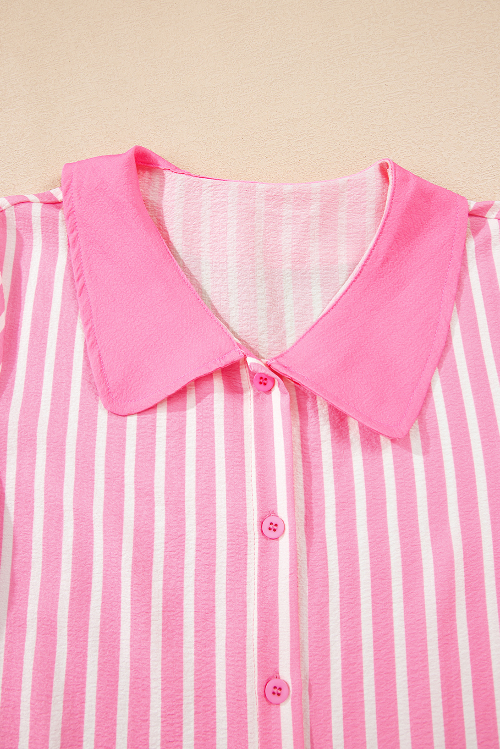 Pink Stripe Buttoned Front Long Sleeve Top and Pants 2 Piece Sleepwear - loveforevers