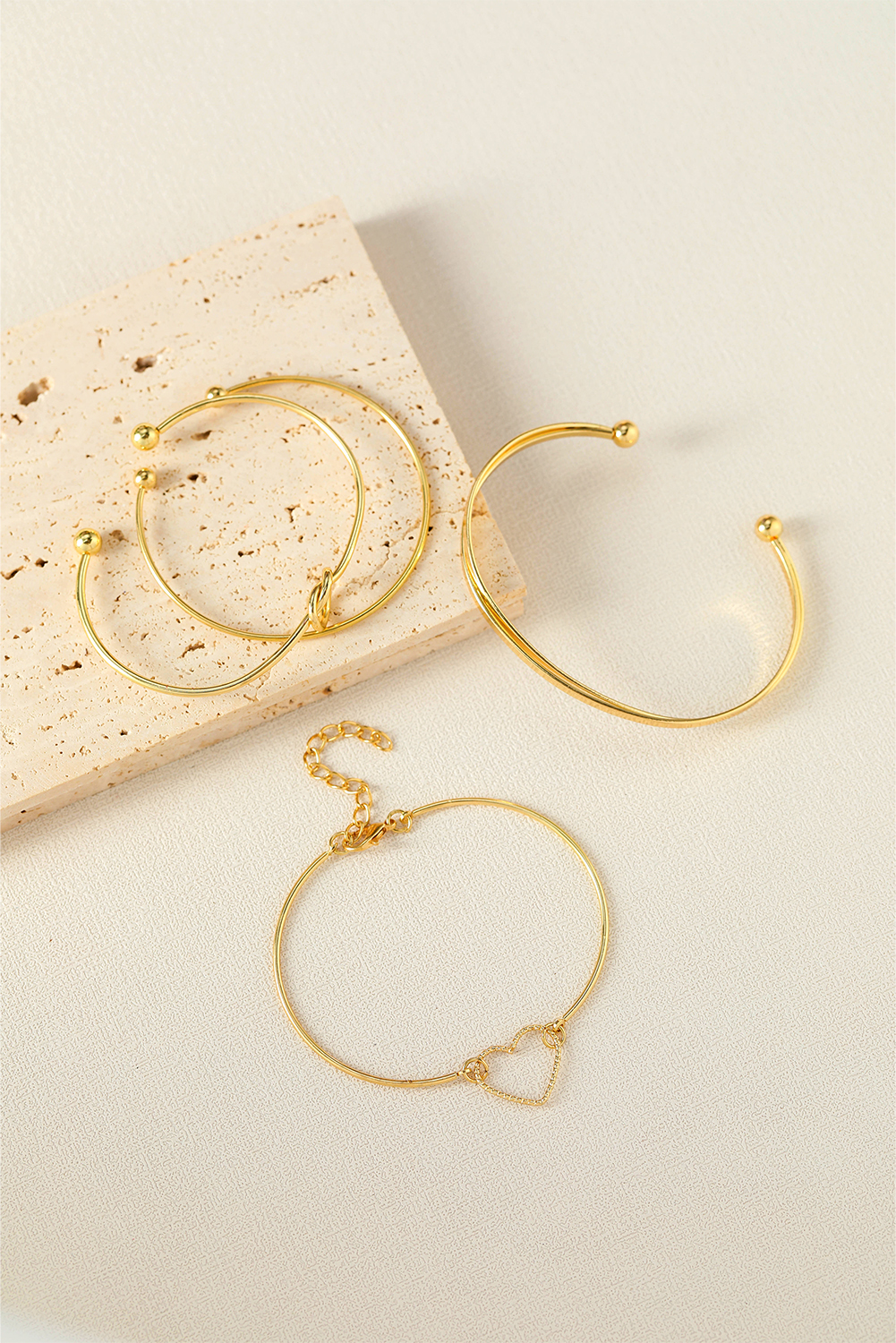 Gold Love Geometric Cross Plated Bracelet 4-piece Set - loveforevers