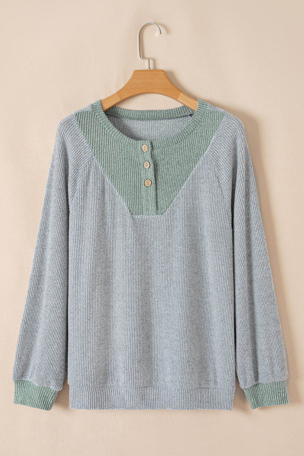 Contrast Ribbed Loose Fit Long Sleeve Top - loveforevers