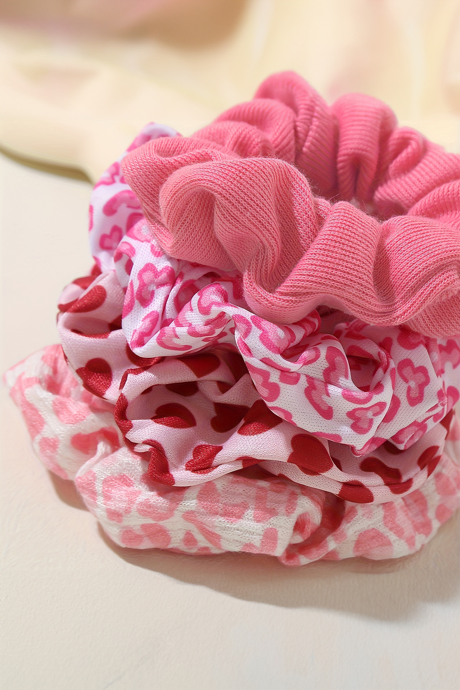 Fiery Red Valentines Day Sweet Heart Printed Scrunchie Hair Tie - loveforevers