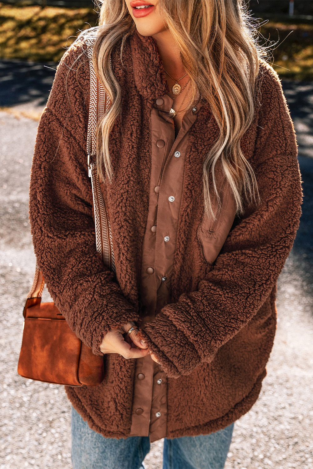 Red Clay Faux Shearling Teddy Bear Jacket - loveforevers