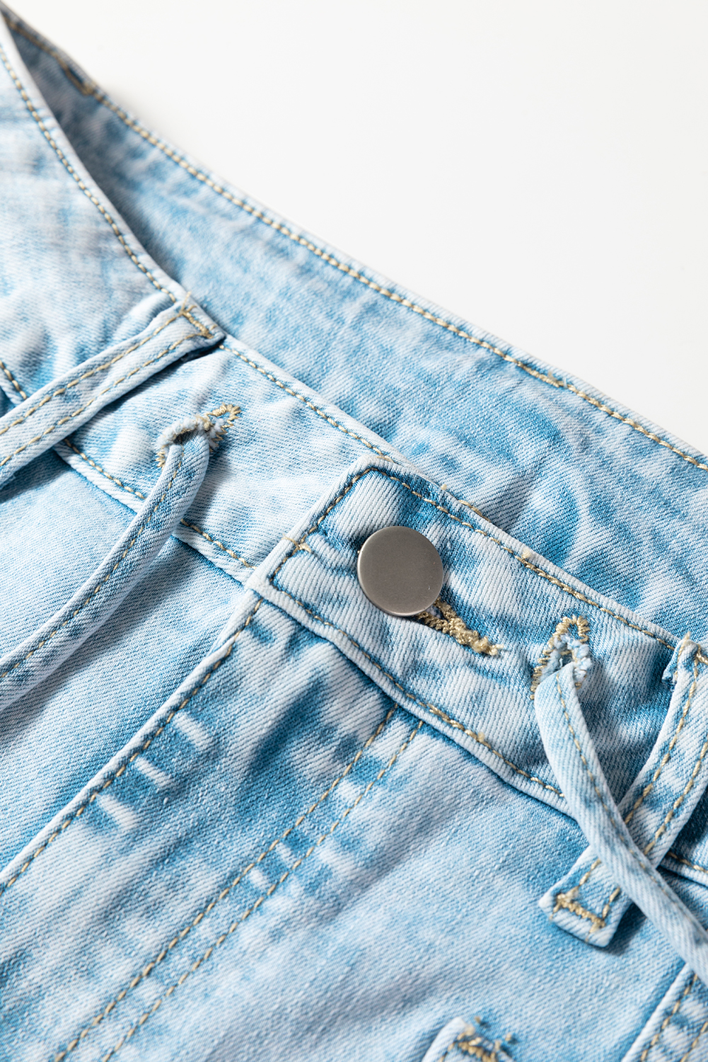Myosotis Exposed Stitch Detail Drawstring Barrel Jeans - loveforevers