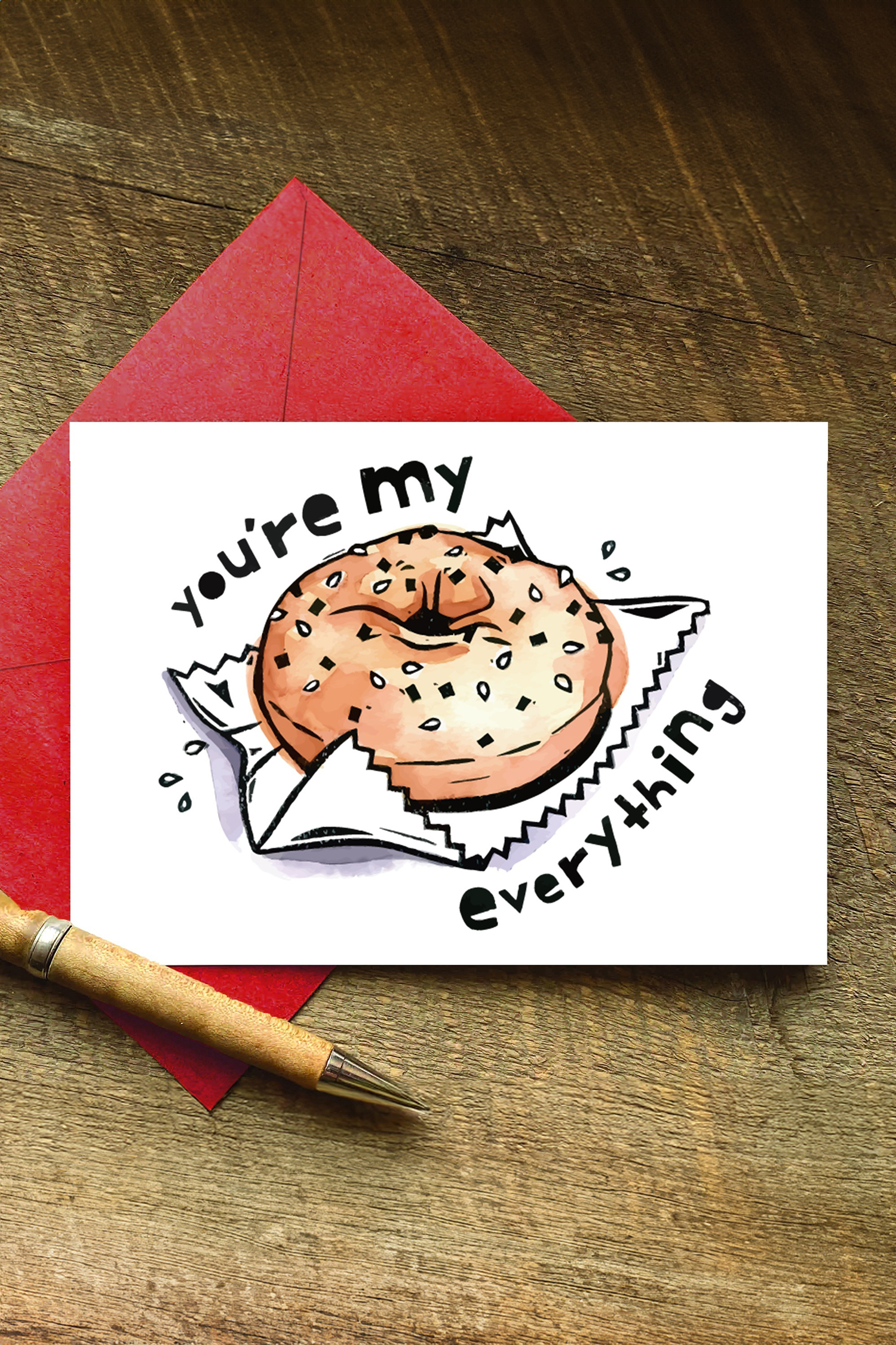 White Youre My Everything Bagel Card - loveforevers