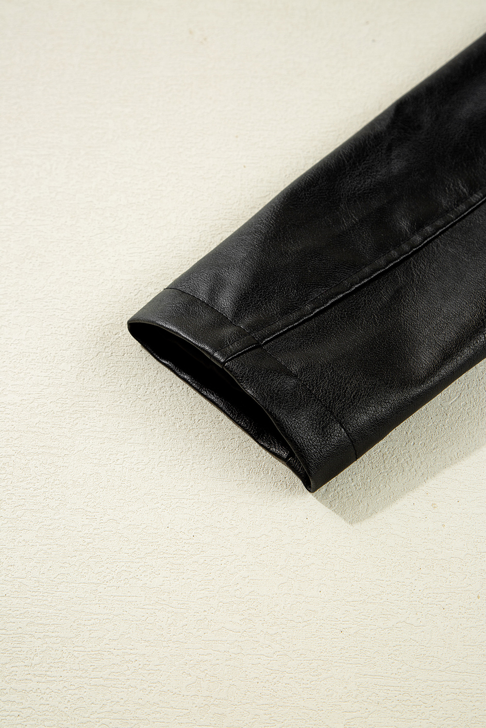 Black Faux Leather Buttoned Front Boxy Jacket - loveforevers