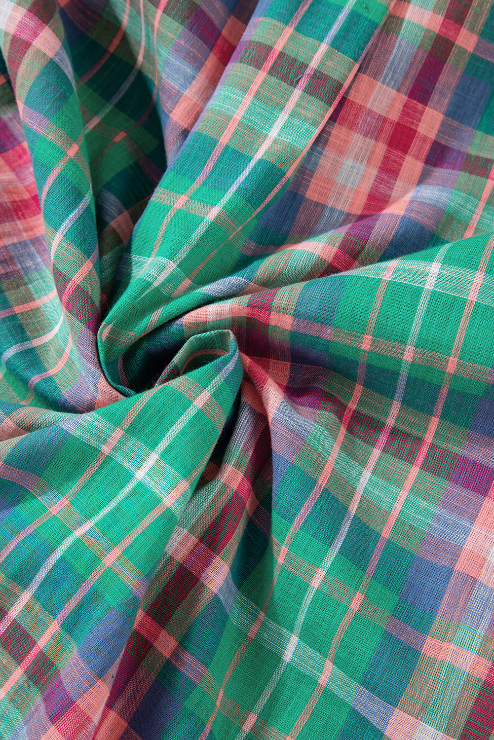Green Checkered 3/4 Sleeve Collared Loose Fit Shirt - loveforevers