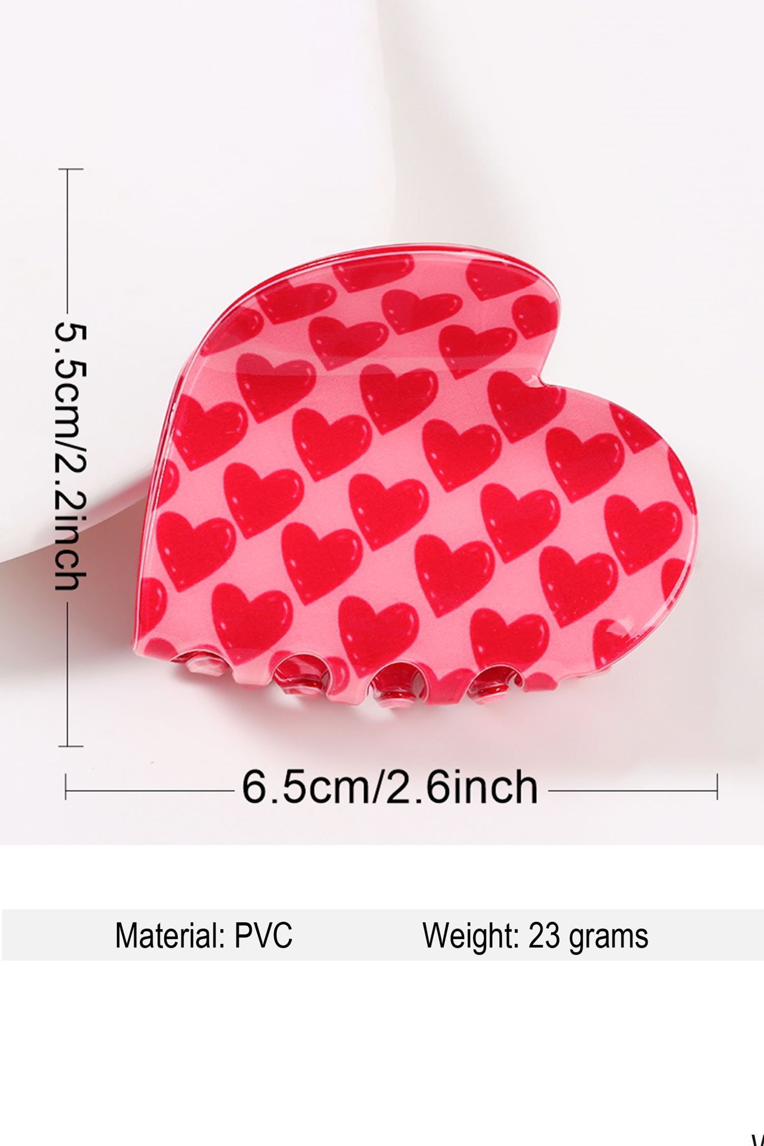 Rose Red Sweet Valentines Heart Shape PVC Hair Claw Clip - loveforevers