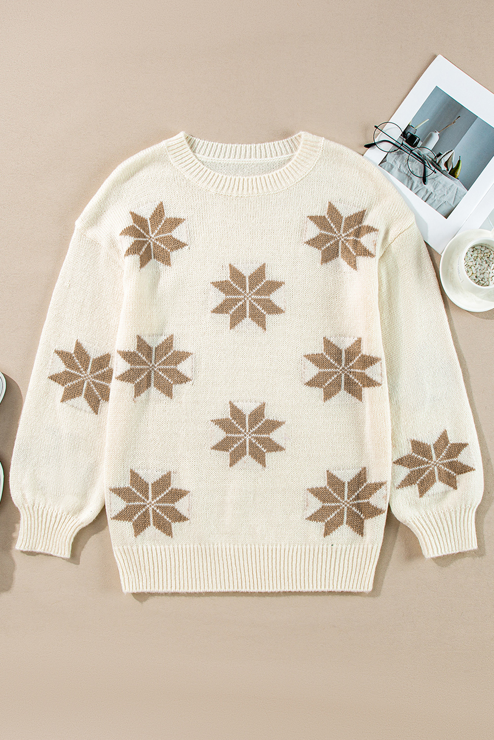 White Snowflake Christmas Tunic Sweater - loveforevers