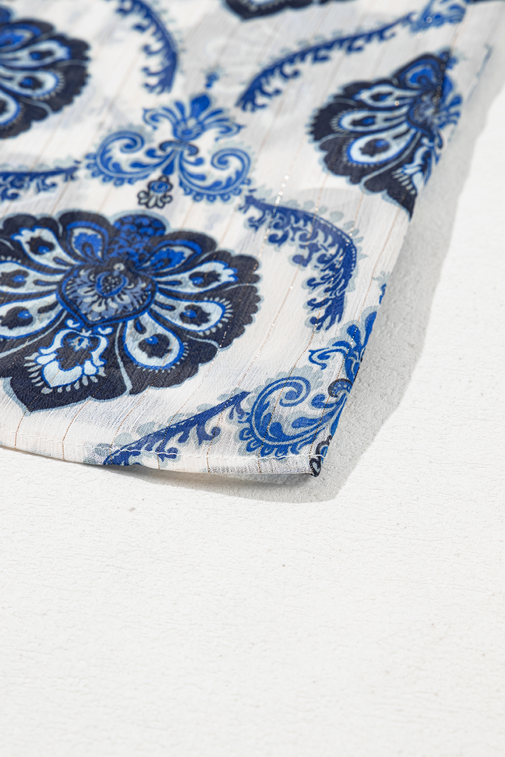 Blue Tribal Pattern Buttoned Front Loose Shirt - loveforevers