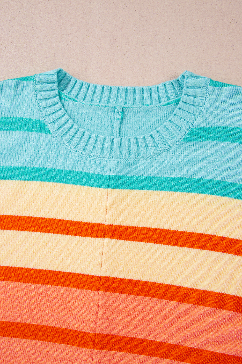 Yellow Stripe Gradient Striped Ribbed Edge Loose Sweater - loveforevers
