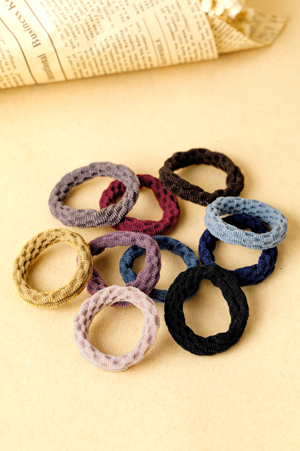 Black 10pcs/pack Elastic Textured Hair Tie - loveforevers