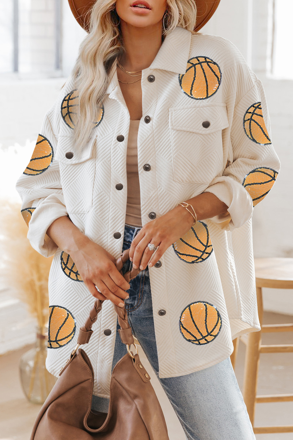 Black Sequin Basketball Patched Graphic Game Day T Shirt - loveforevers