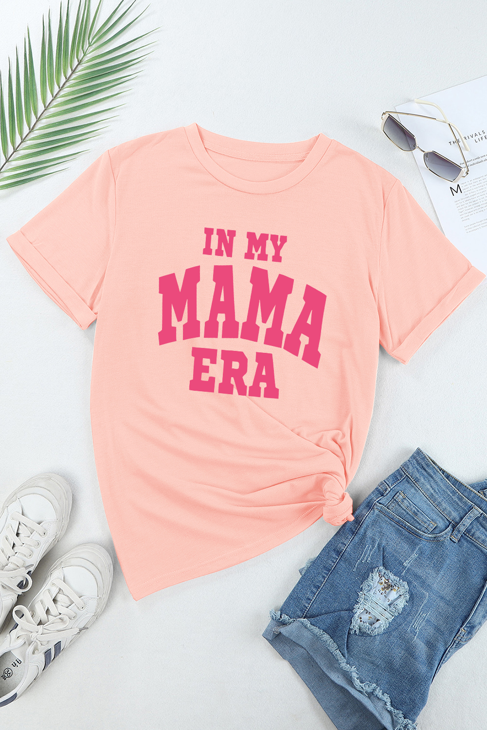 White MAMA Leopard Embroidered Crew Neck Graphic Tee - loveforevers