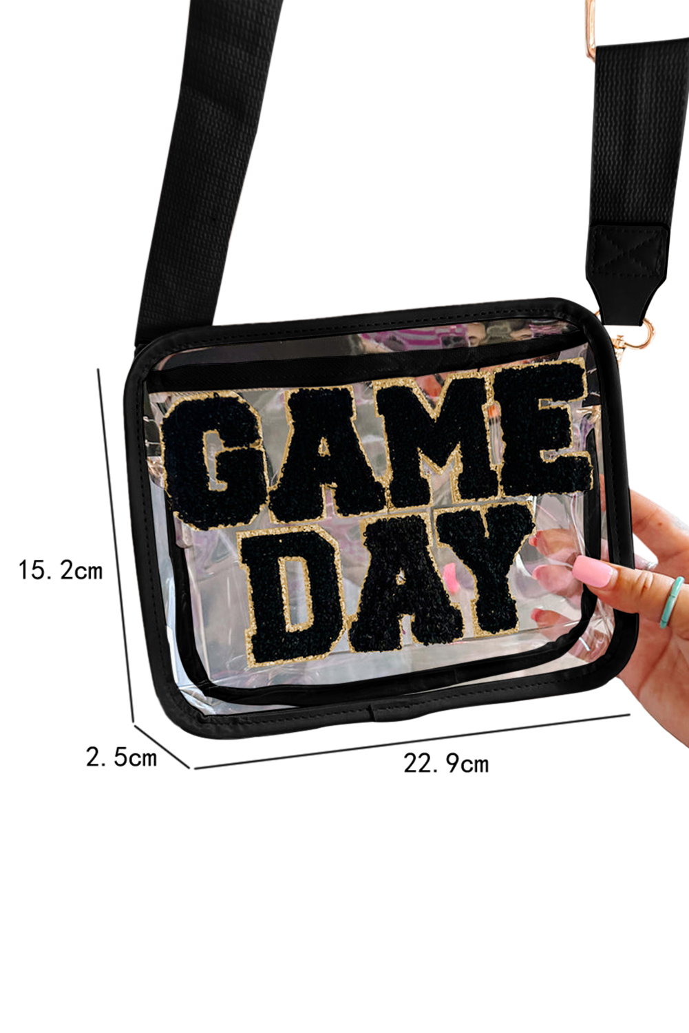 Black GAME DAY Rugby Football Clear Shoulder Bag - loveforevers