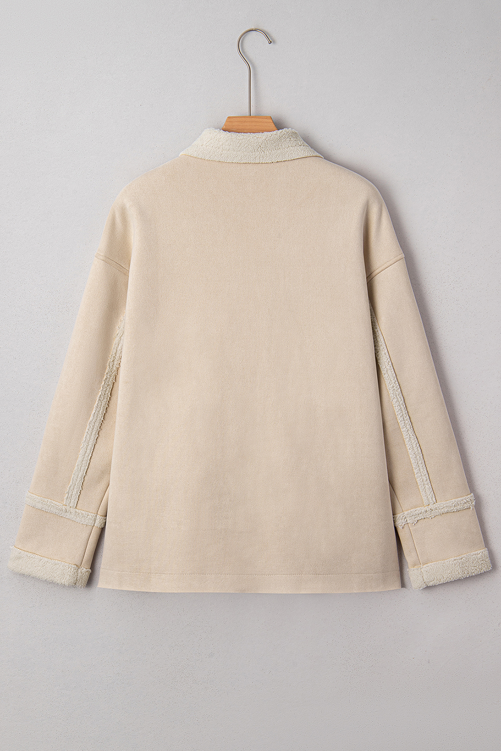 Parchment Suede Sherpa Lined Western Loose Jacket - loveforevers