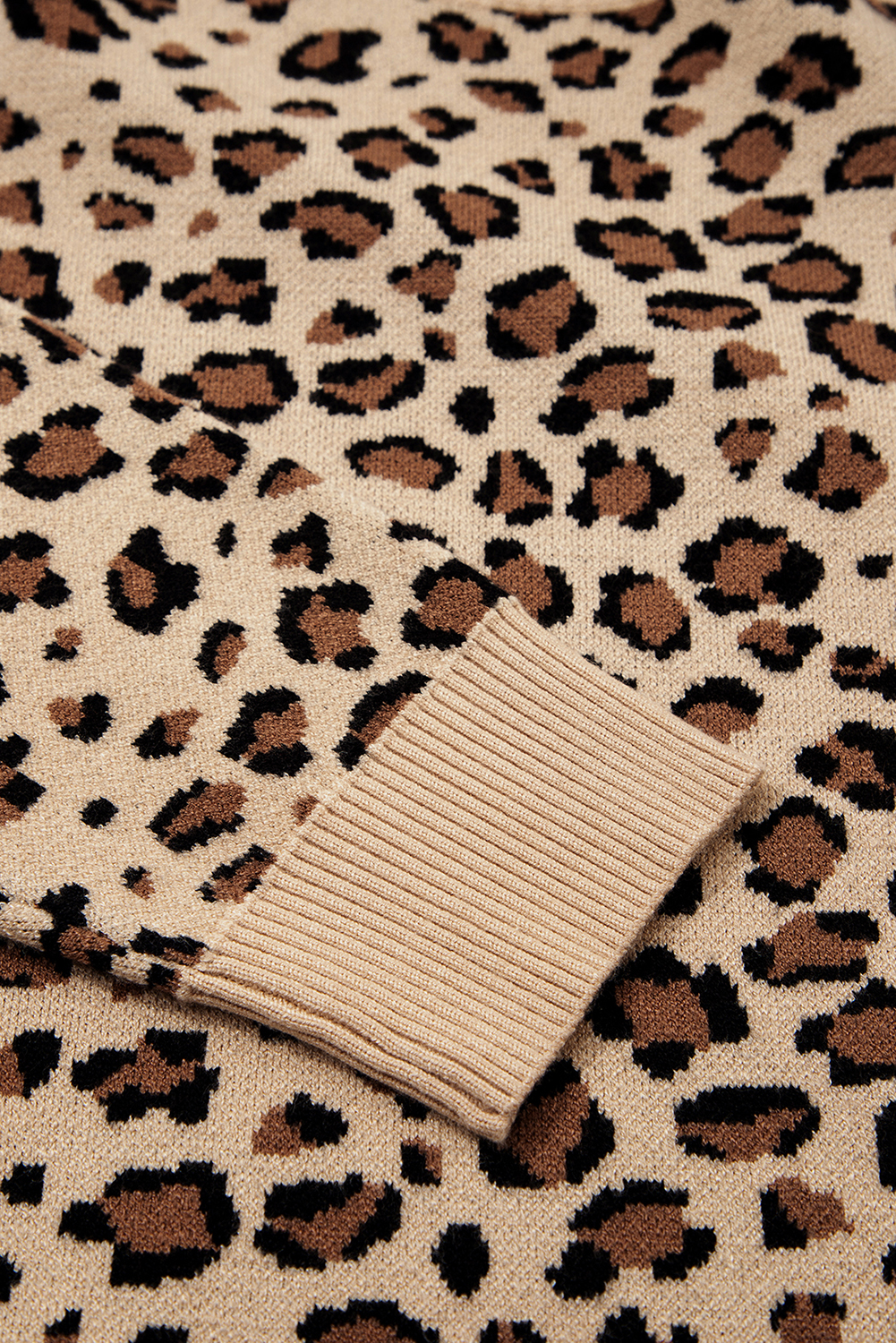 Khaki Leopard Print Dolman Sleeve Sweater - loveforevers