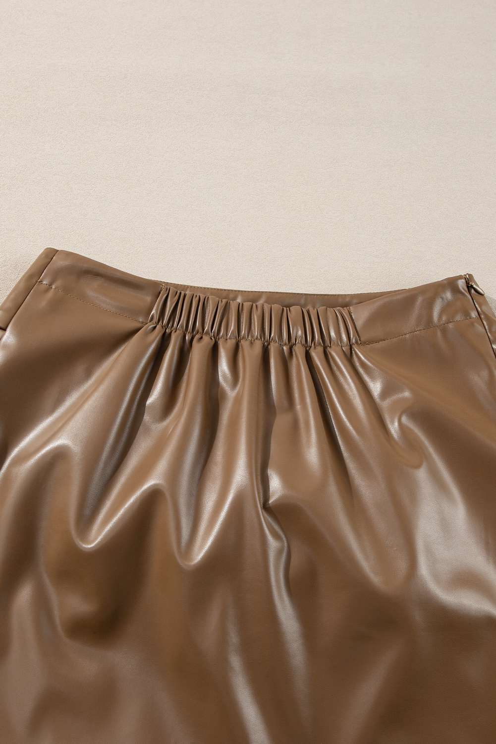 Coffee Bowknot Faux Leather Mini Skirt - loveforevers