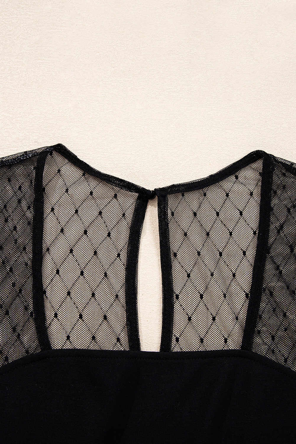 Black Polka Dot Mesh Long Sleeve Square Neck Bodysuit - loveforevers