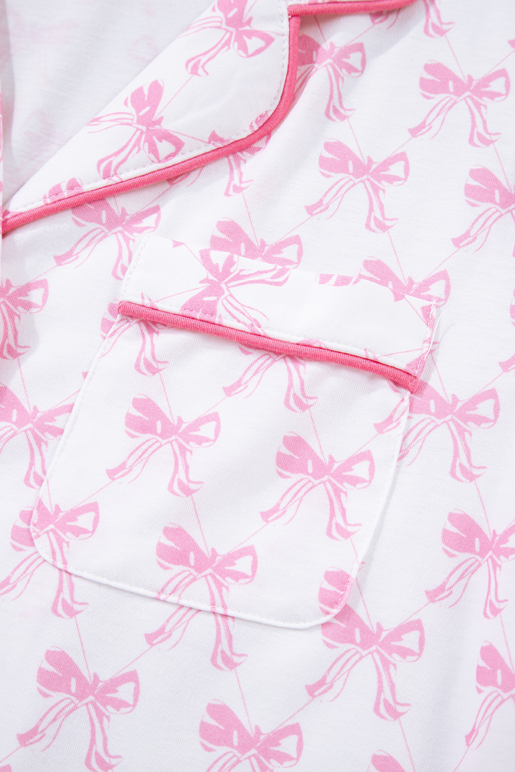 Sky Blue Bow Print Long Sleeve Shirt and Pants Soft Pajama Set - loveforevers
