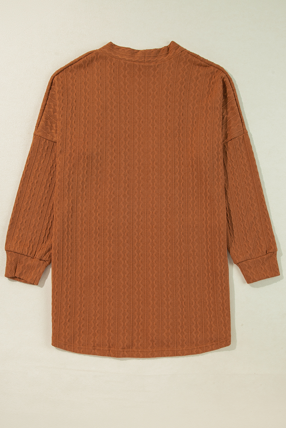 Chestnut Textured Knit Side Pockets Open Front Cardigan - loveforevers