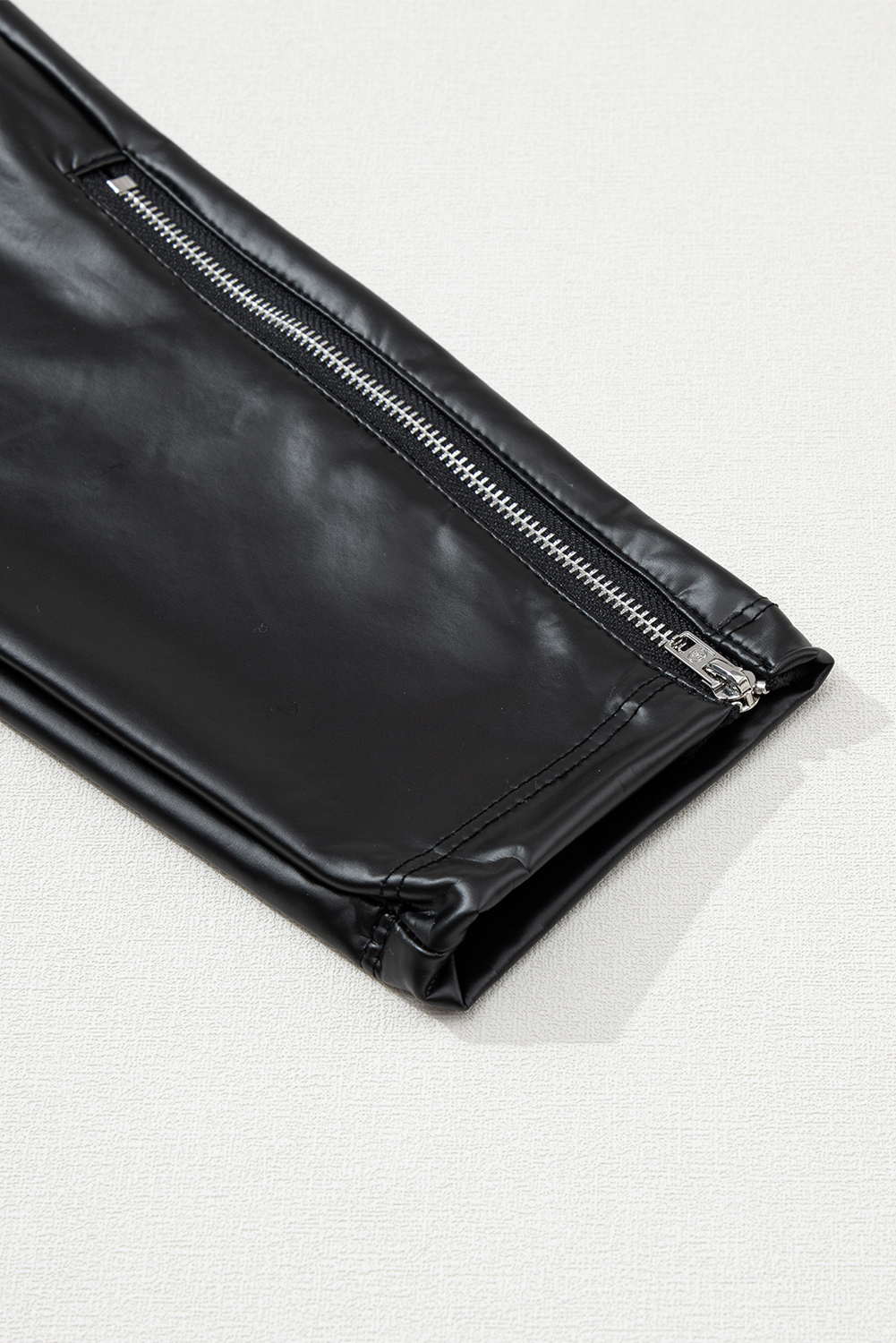 Black Faux Leather Zipped Detail Leggings - loveforevers