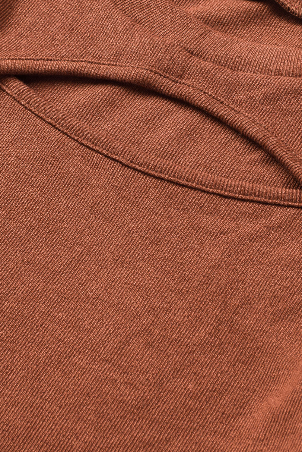 Brown Ribbed Peekaboo Cutout Long Sleeve Top - loveforevers