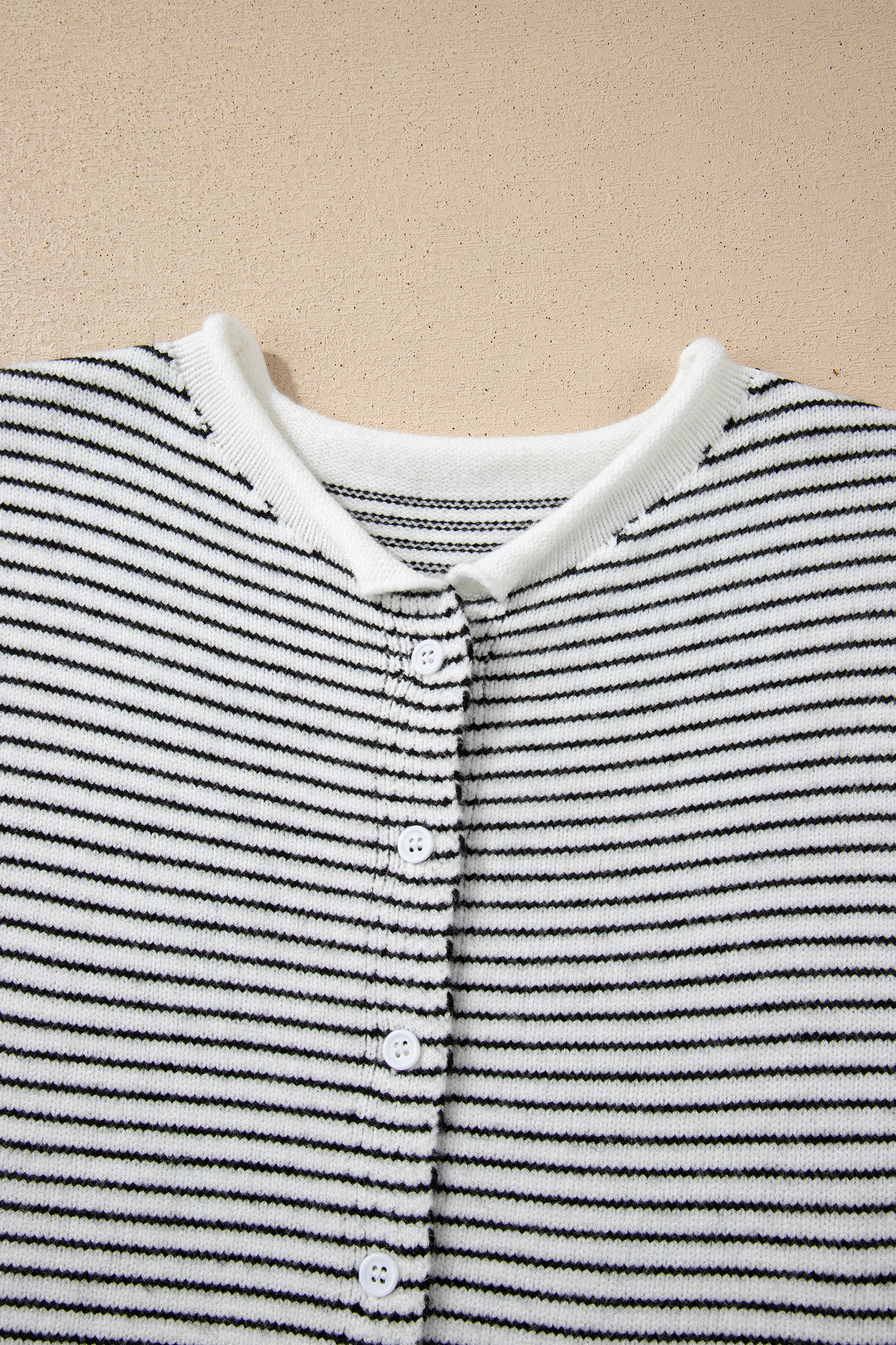 Black Stripe Contrast Trim Cap Sleeve Button Down Casual Cardigan - loveforevers