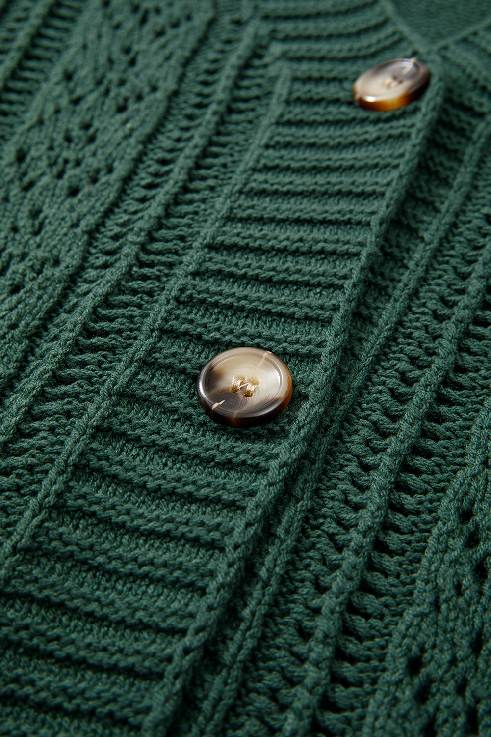 Dark Khaki Open Knit Drop Shoulder Sweater Cardigan - loveforevers
