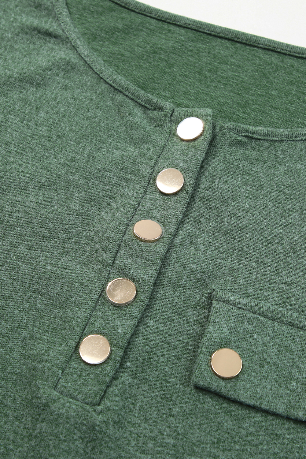 Mist Green Long Sleeve Snap Button Henley Top - loveforevers
