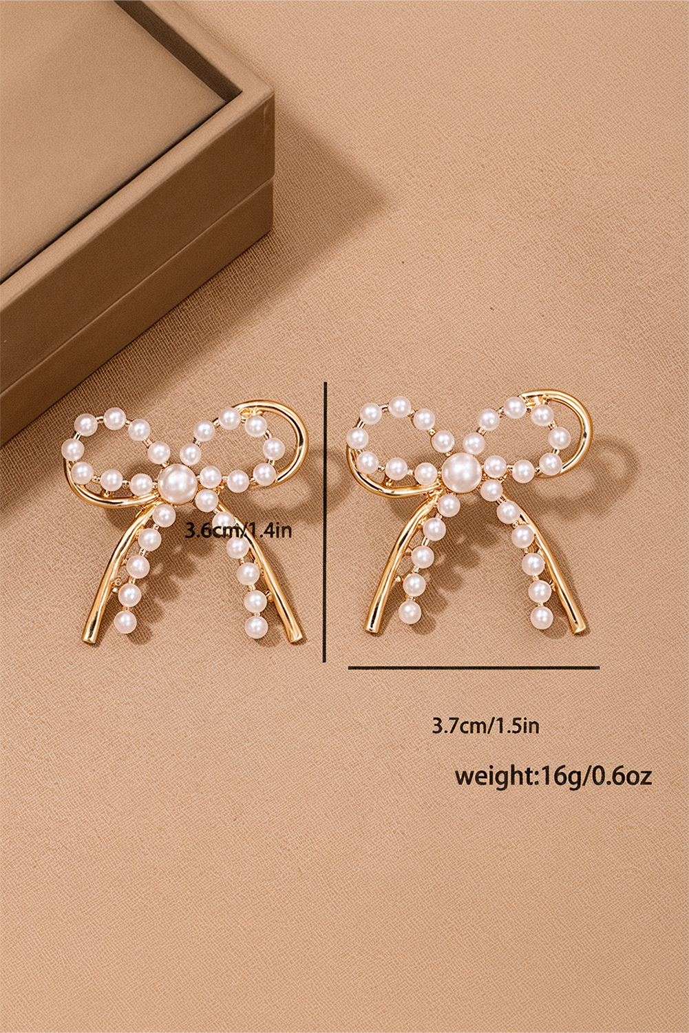 Gold Pearl Embellished Alloy Bow Knot Stud Earrings - loveforevers