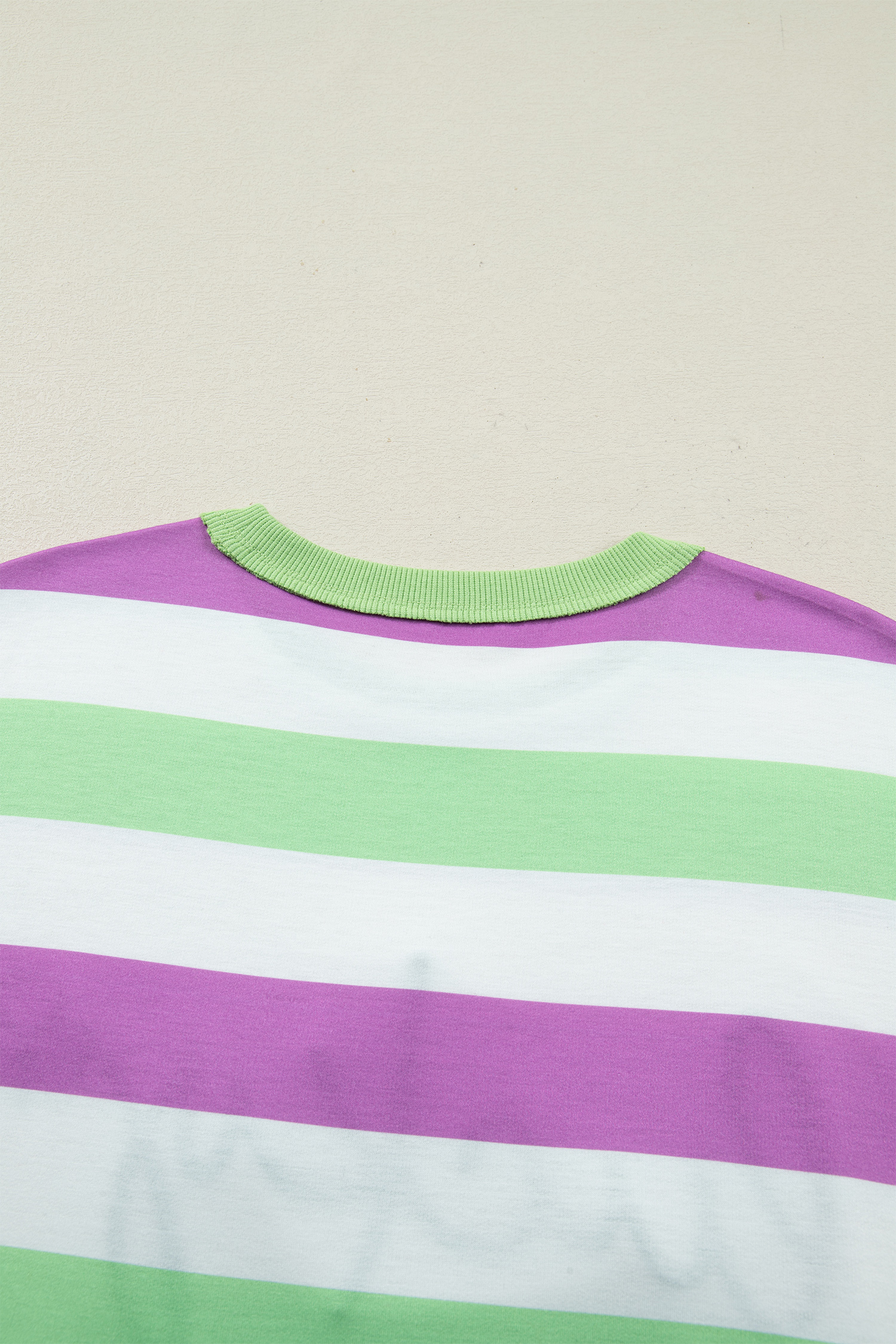 Green Stripe Lucky Clover Embroidered Graphic Dolman Loose Tee - loveforevers