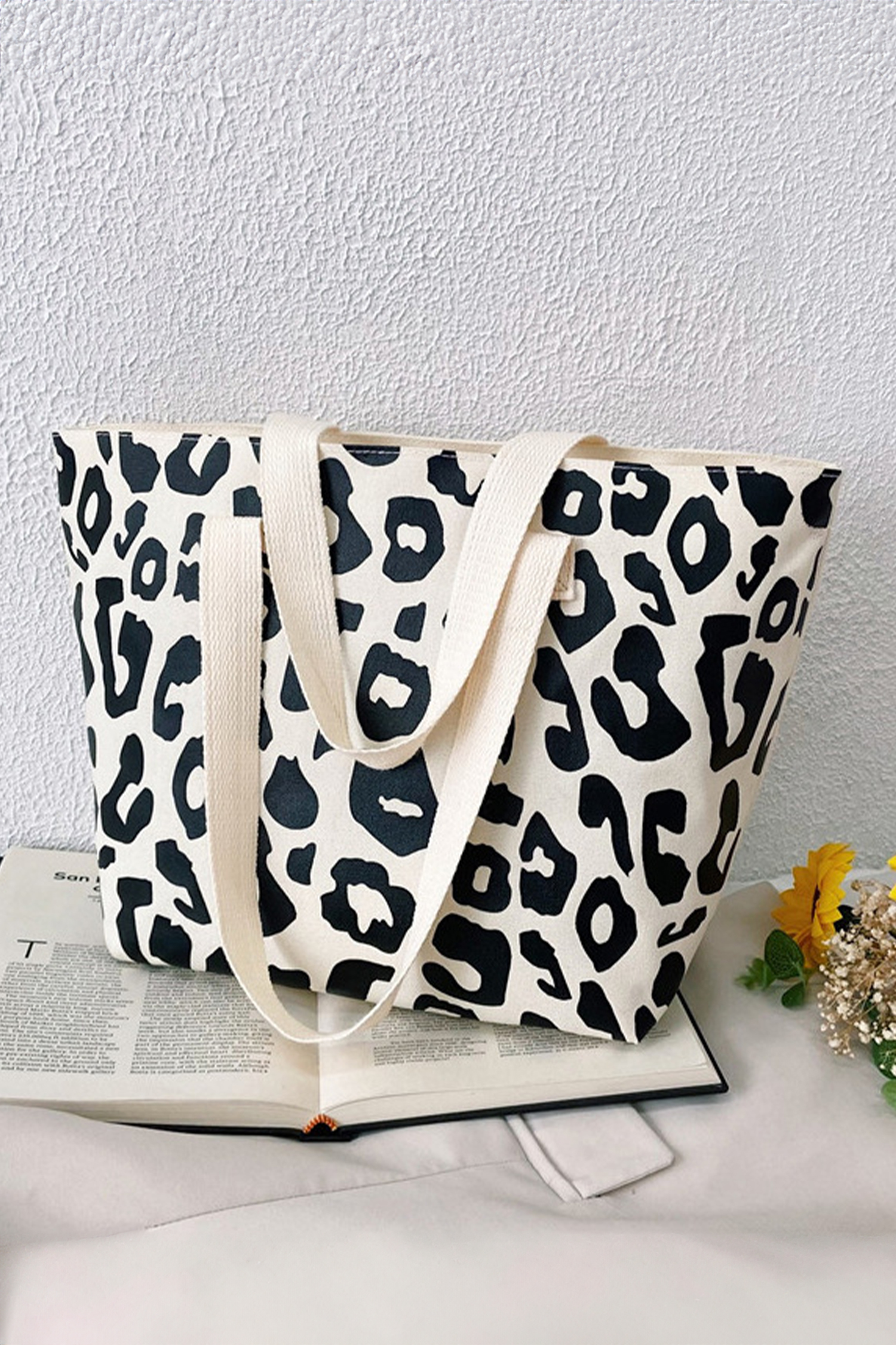 Black Leopard Print Canvas Tote Bag - loveforevers