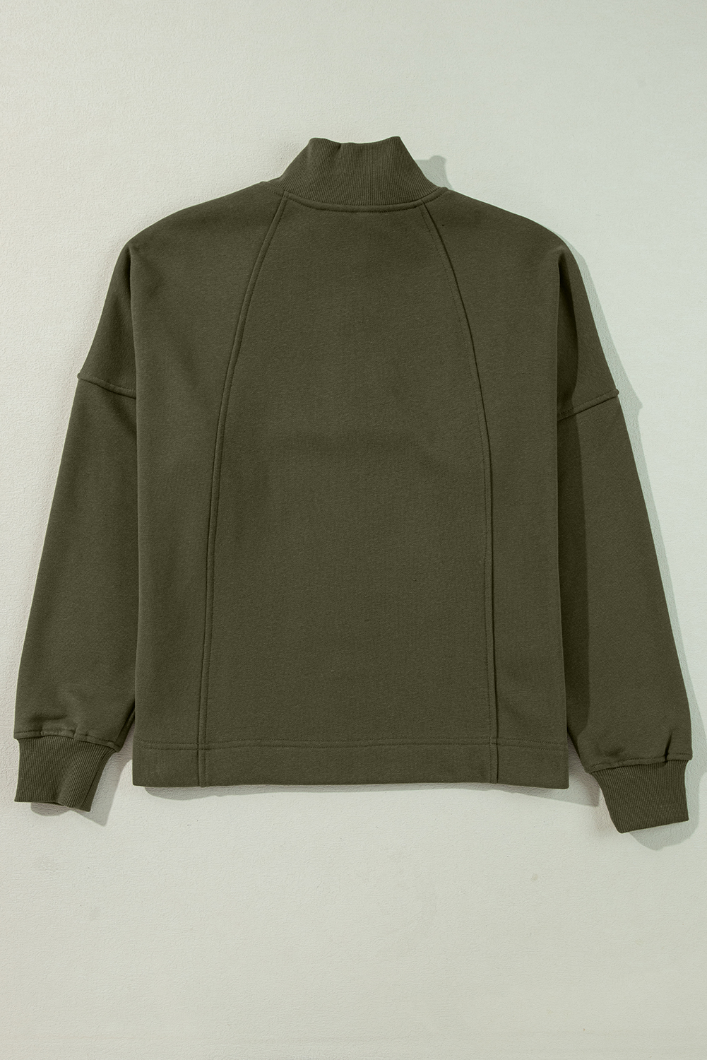 Fushia Zipped Neck Pullover Drop Shoulder Sweatshirt - loveforevers