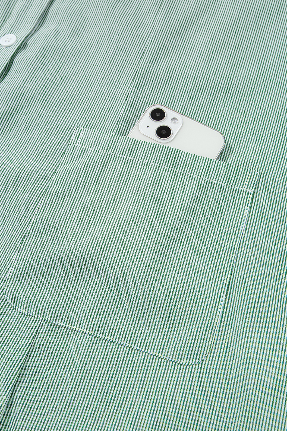 Green Stripe Frilled Sleeveless Collar Front Pocket Button Up Mini Dress - loveforevers