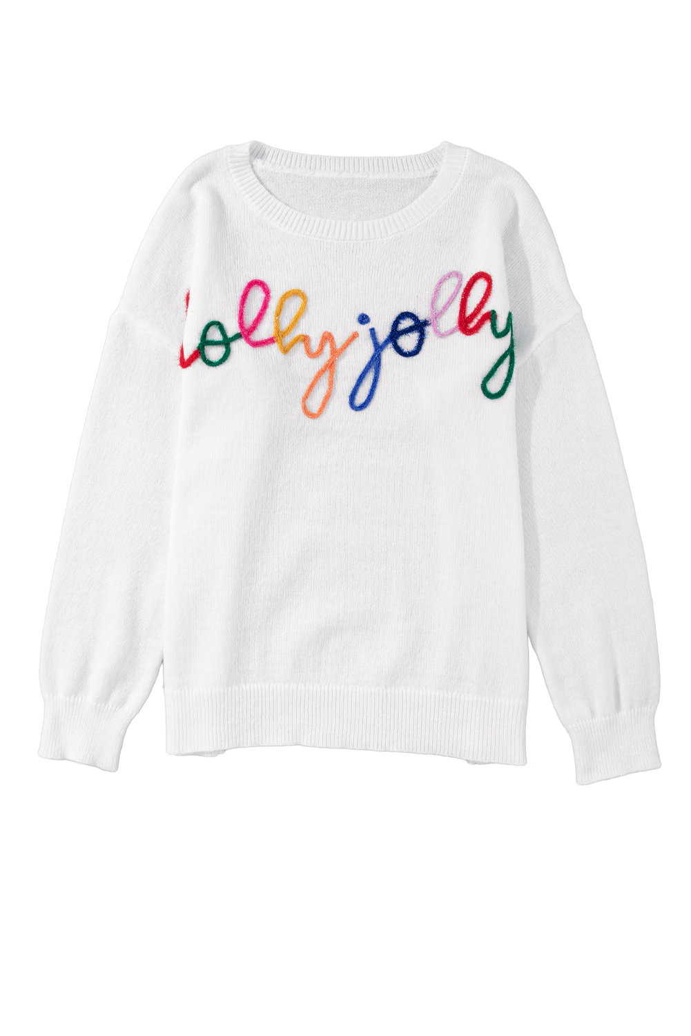 White Merry & Bright Round Neck Casual Sweater - loveforevers
