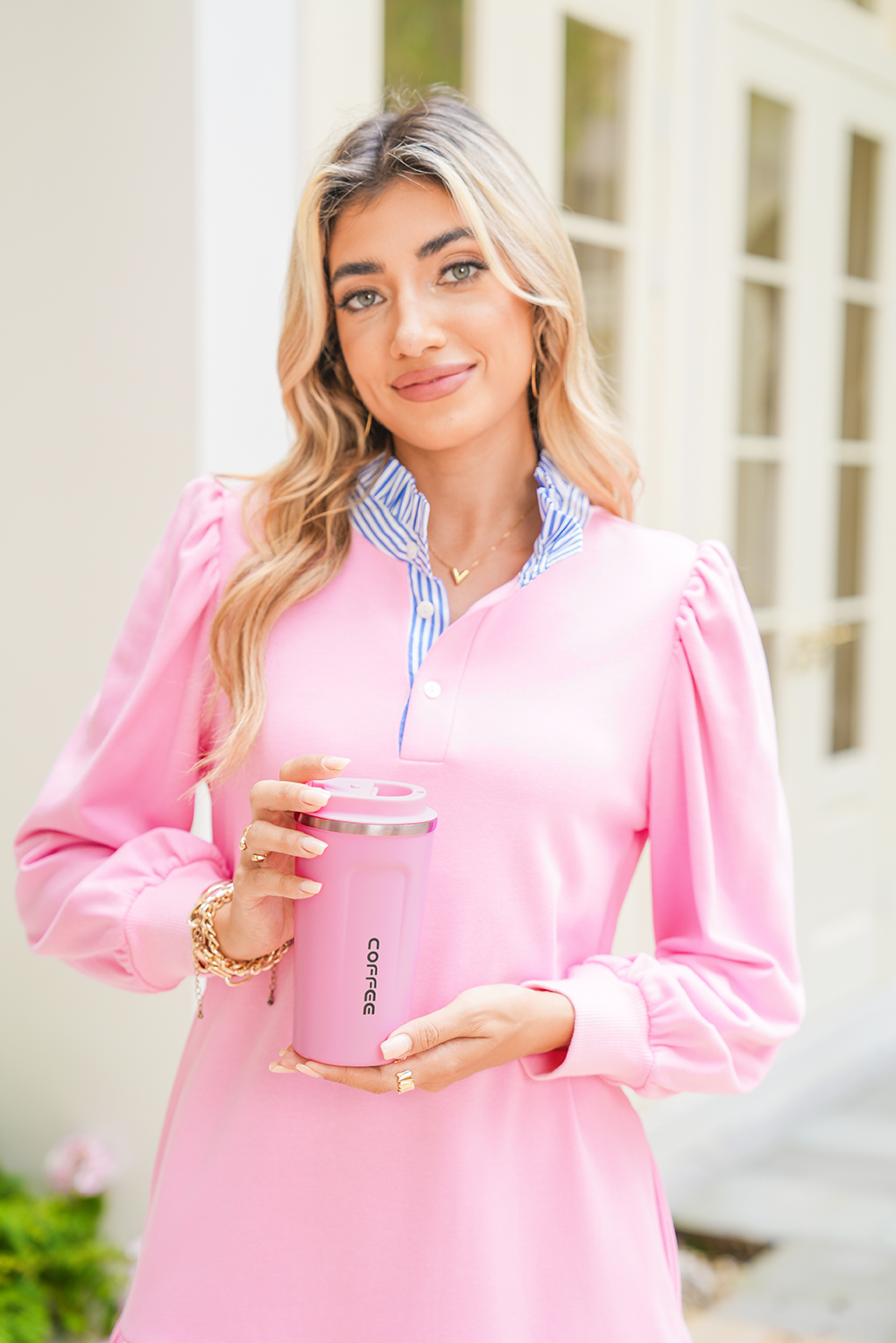 Pink 510ml Stainless Steel Insulated Reusable Travel Coffee Cup - loveforevers