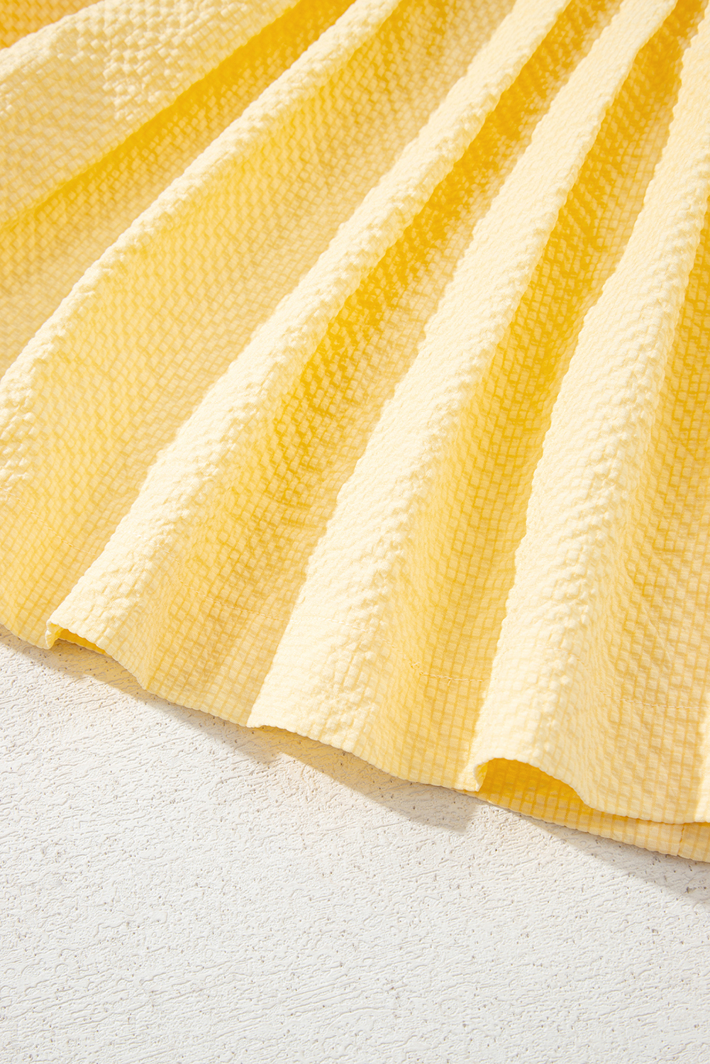 Yellow Cream Bow Tie Notched Neck Pleated Tank Top - loveforevers