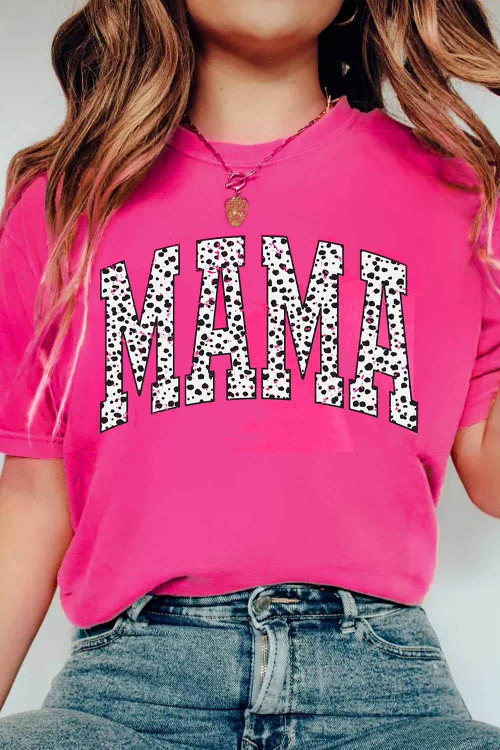 Rose Red Leopard MAMA Printed Crewneck Tee - loveforevers