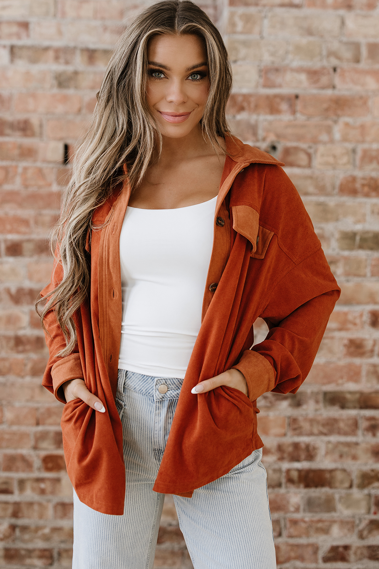 Gold Flame Velvet Flap Pockets Drop Shoulder Casual Shacket - loveforevers