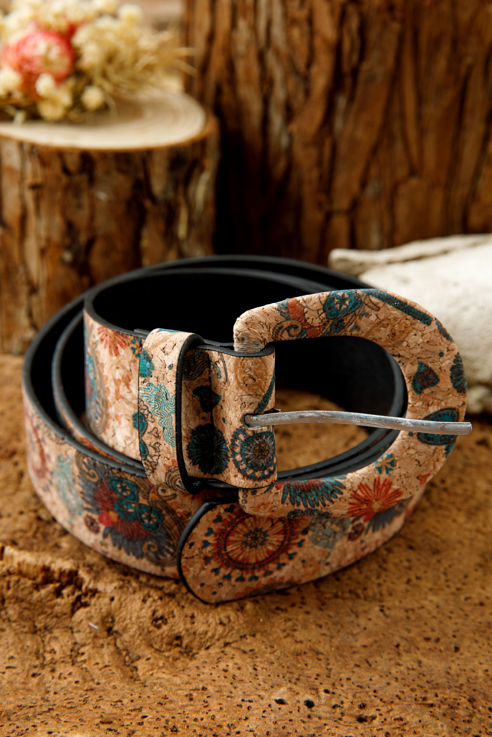 Cinnamon Western Vintage Floral Print PU Faux Leather Waist Belt - loveforevers