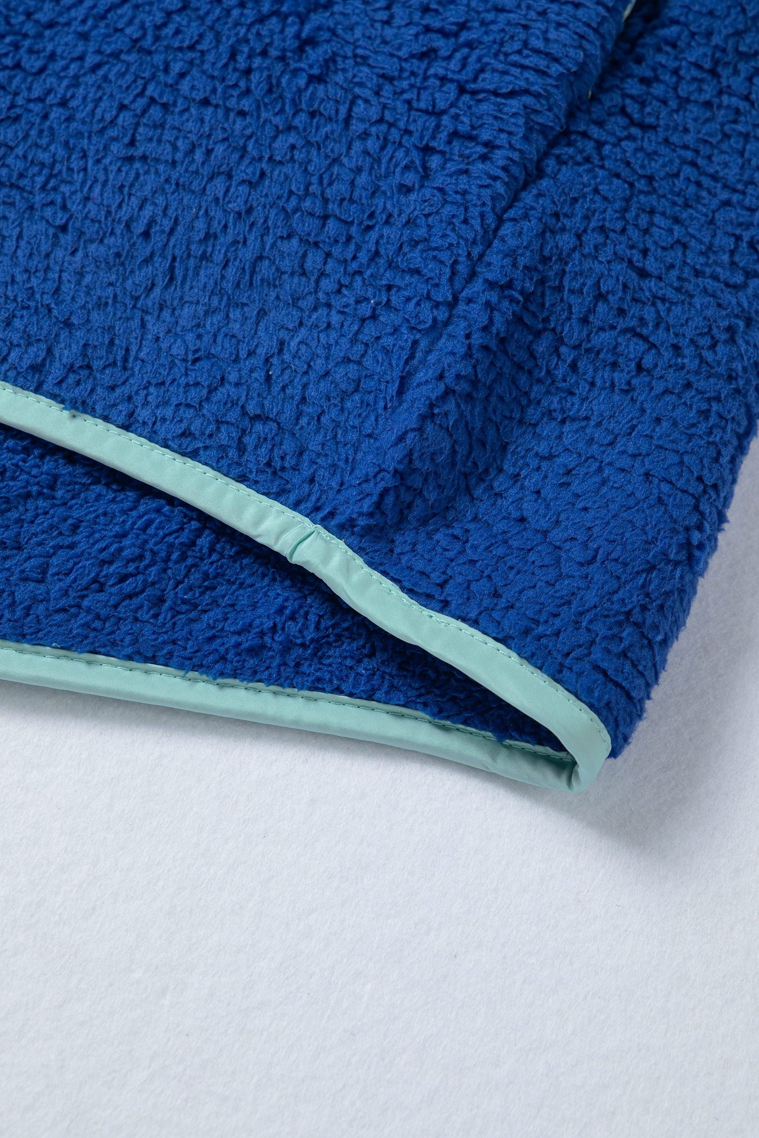 Sky Blue Sherpa Half Zip Contrast Trim Pullover Hoodie - loveforevers