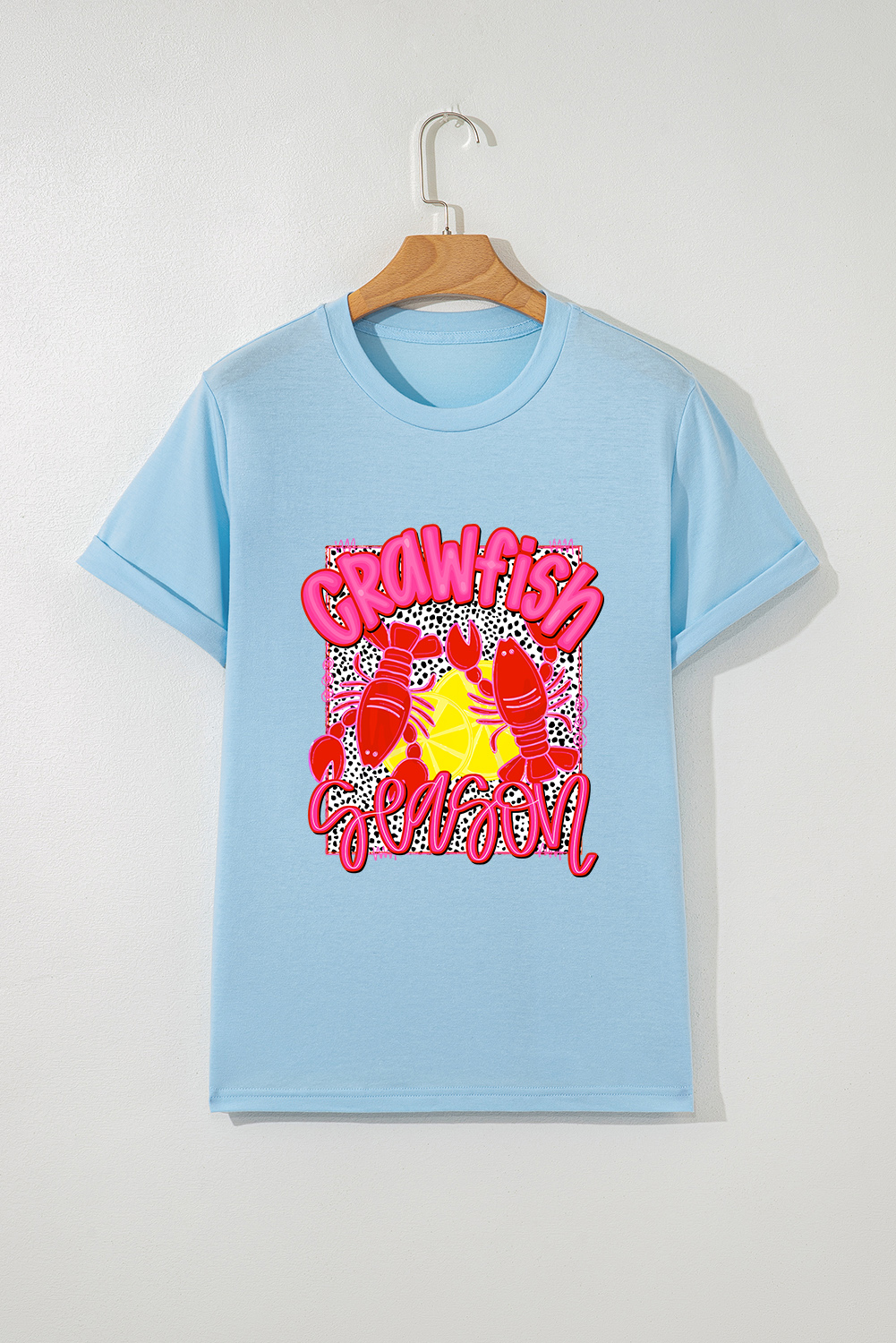 Light Blue Crawfish Season Fashion Graphic T Shirt - loveforevers