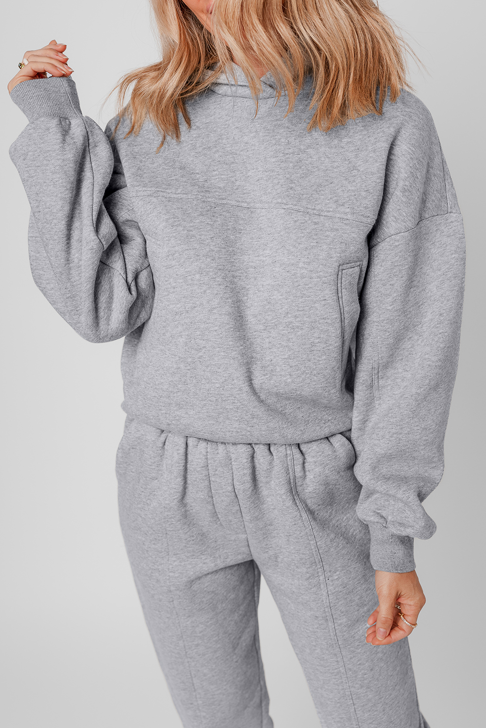 Navy Blue Solid Exposed Seams Hoodie and Joggers Activewear Set - loveforevers