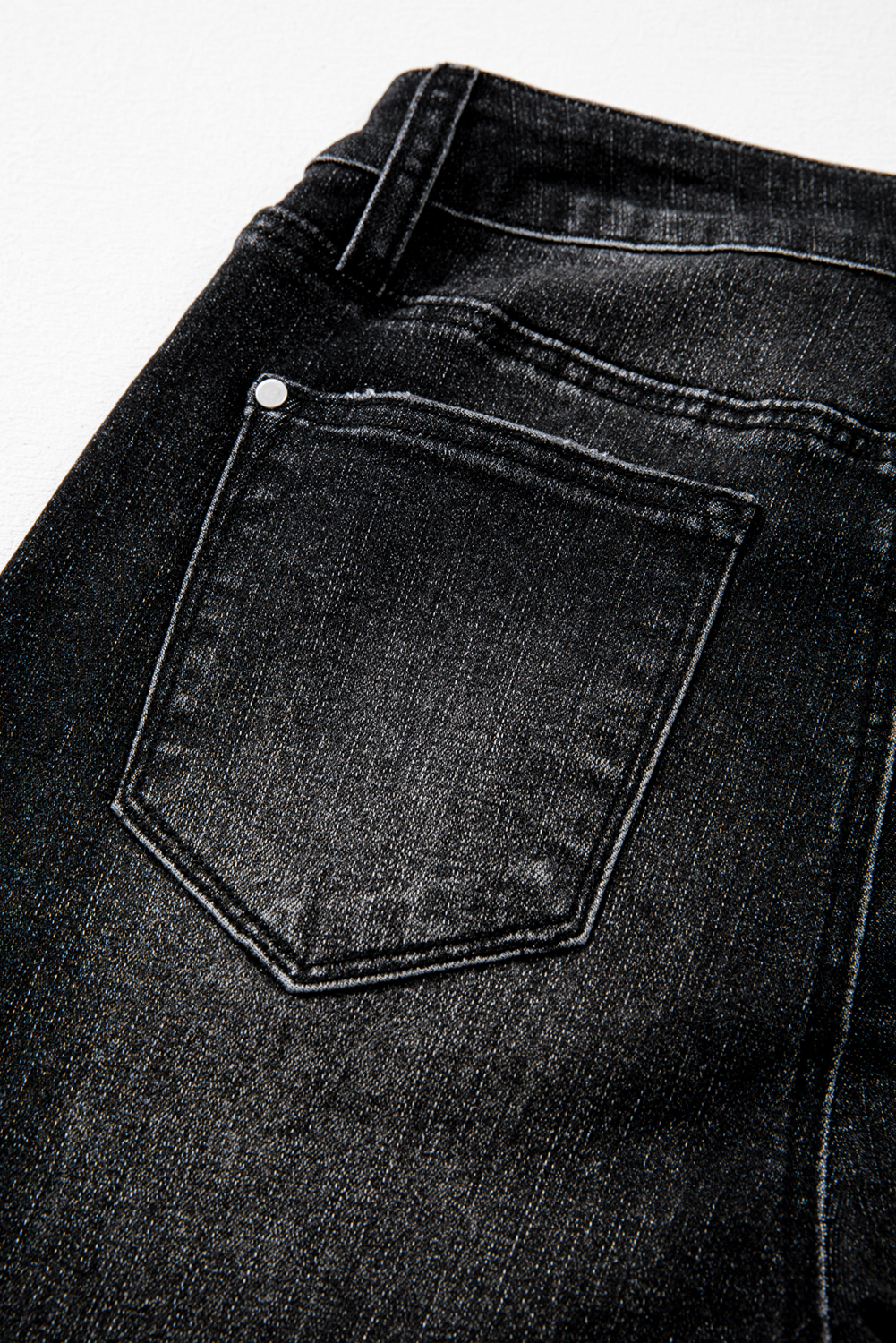 Carbon Grey Mineral Wash Raw Hem High Waist Flared Jeans - loveforevers