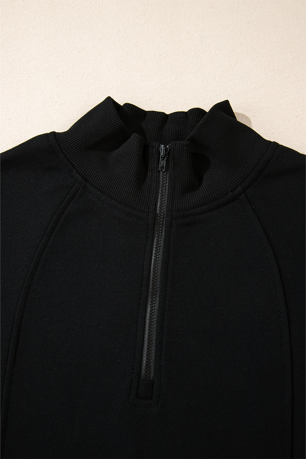 Fushia Zipped Neck Pullover Drop Shoulder Sweatshirt - loveforevers