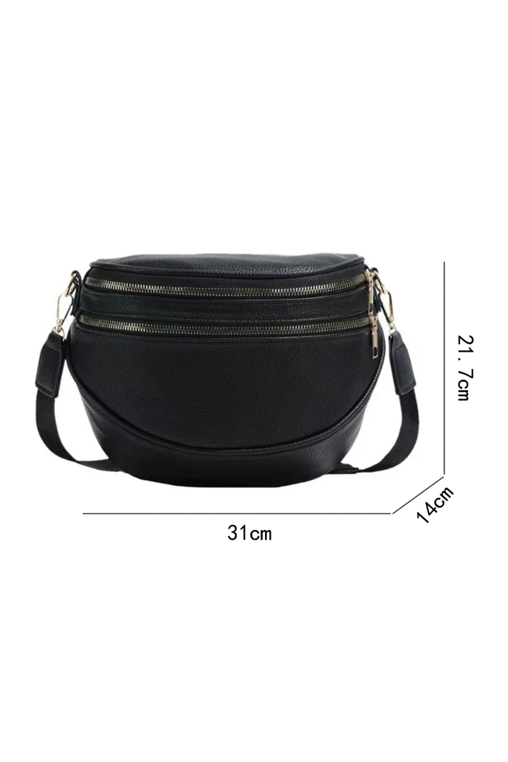 Cinnamon Double Zip Faux Leather Crossbody Bag - loveforevers