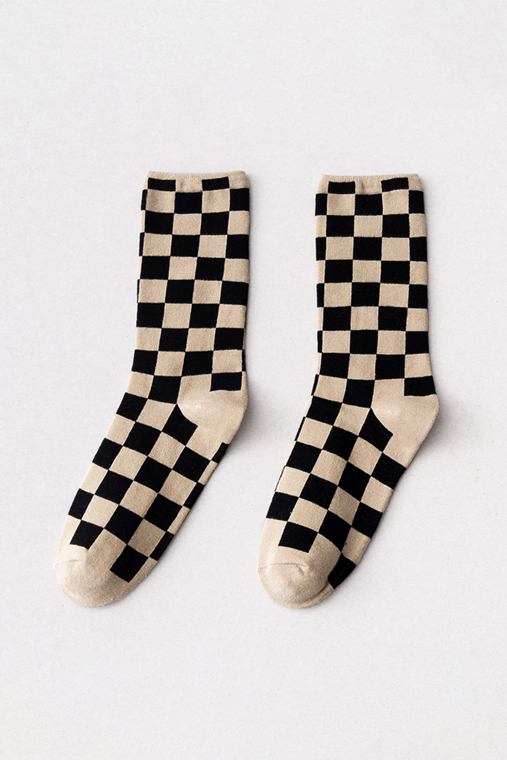 Chestnut Checkerboard Printed Crew Socks - loveforevers