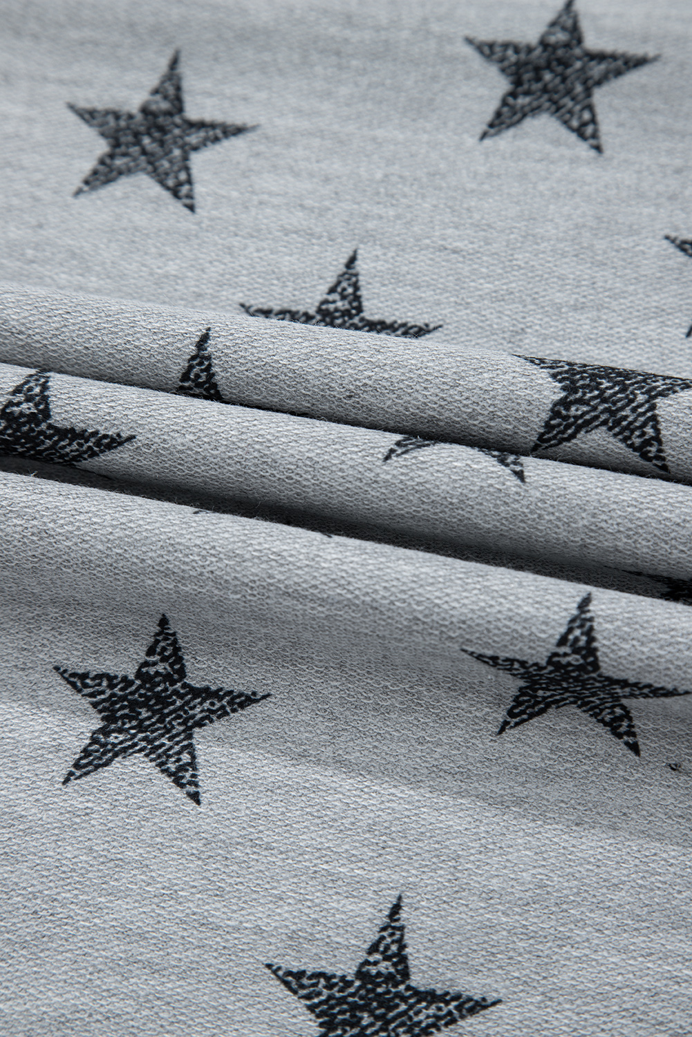 Gray Star Print Tiered Ruffled Sleeve Crew Neck T Shirt - loveforevers