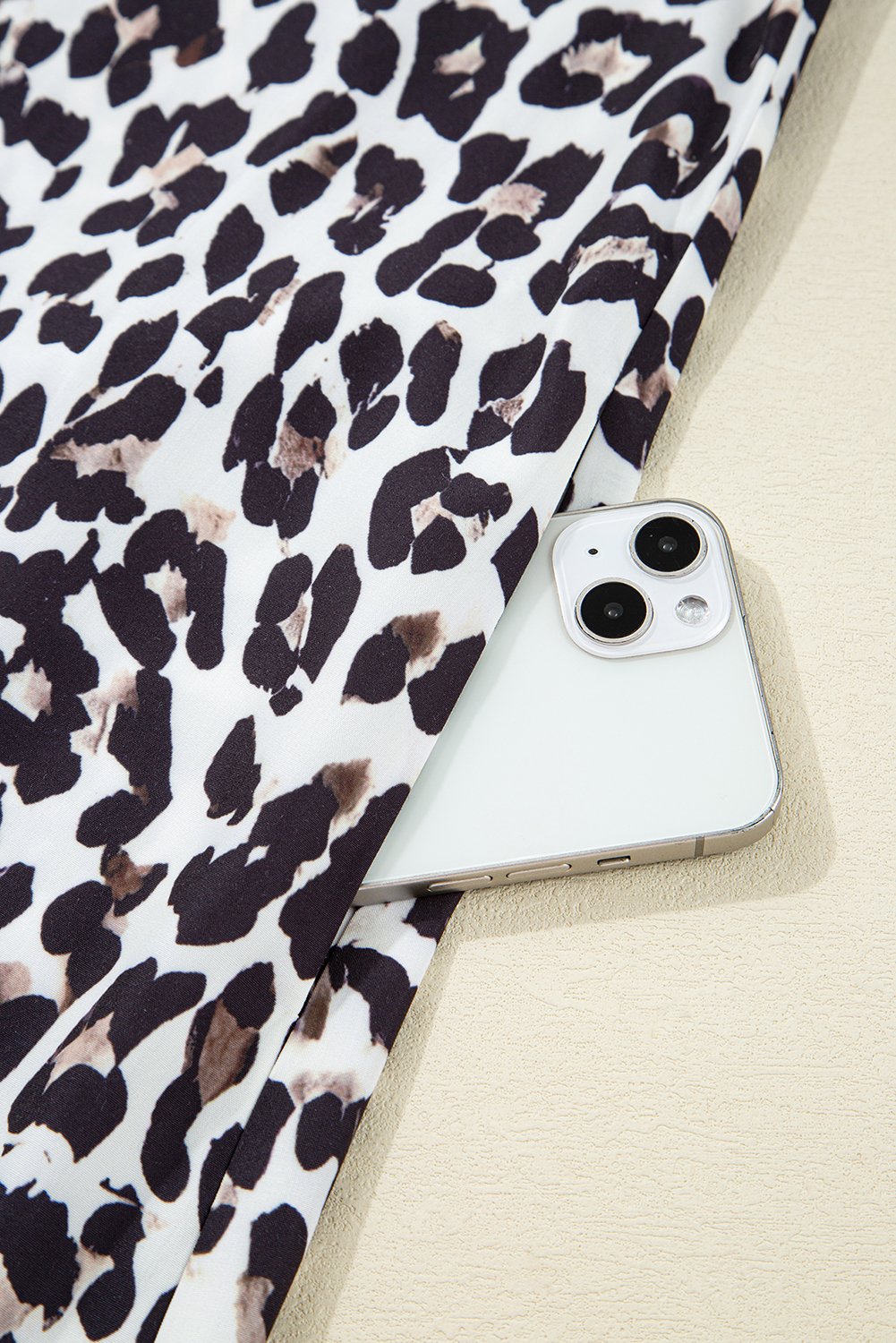 Multicolour Button Striped Collar Leopard Print Long Sleeve Flared Dress - loveforevers