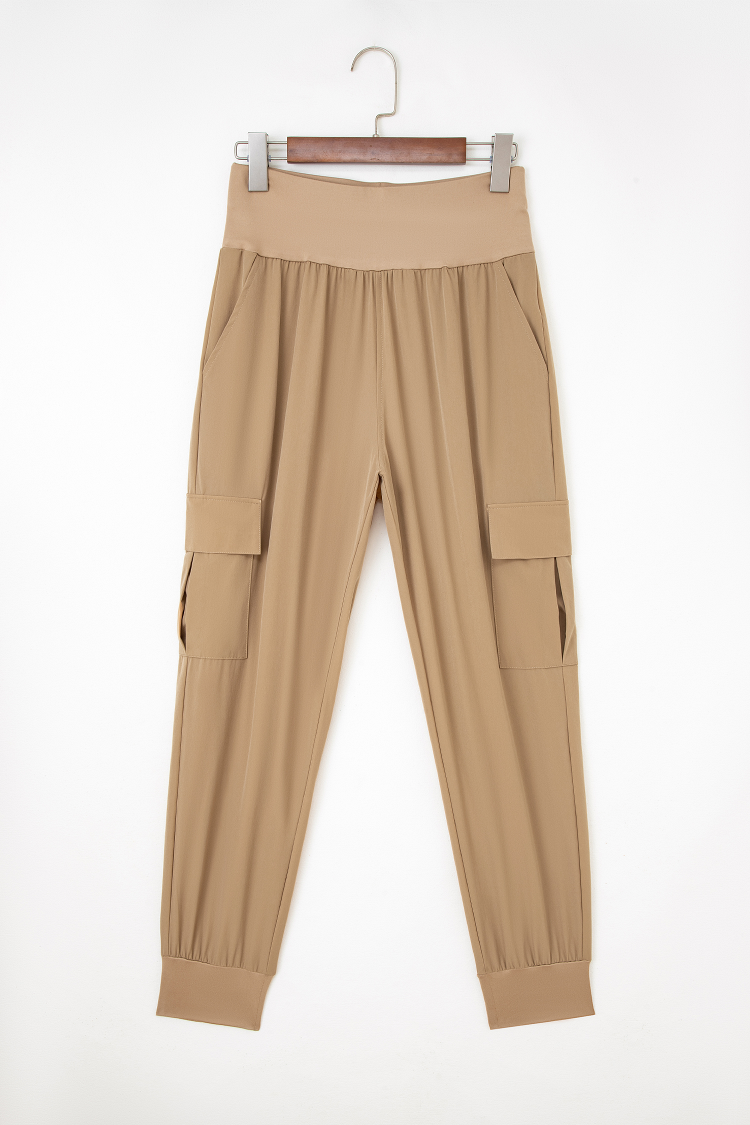 Black Elastic High Waist Pocketed Cargo Jogger Pants - loveforevers